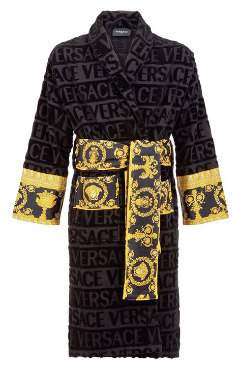 versace black and white robe|Versace housecoat.